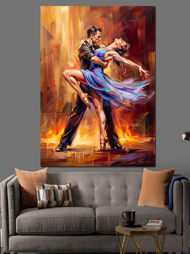 Ateşli Tango Dans Eden Çift Kanvas Tablo