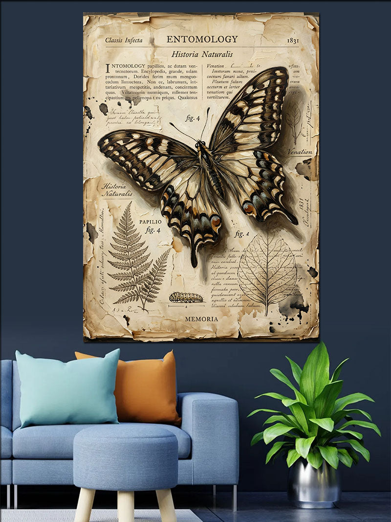 Entomology Kelebek Vintage Poster Kanvas Tablo