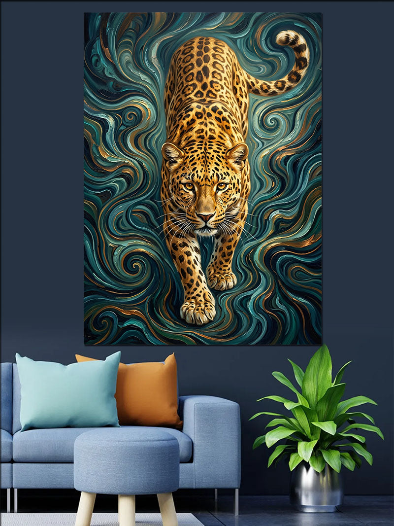 Girdap deseni ve Leopar Kanvas Tablo