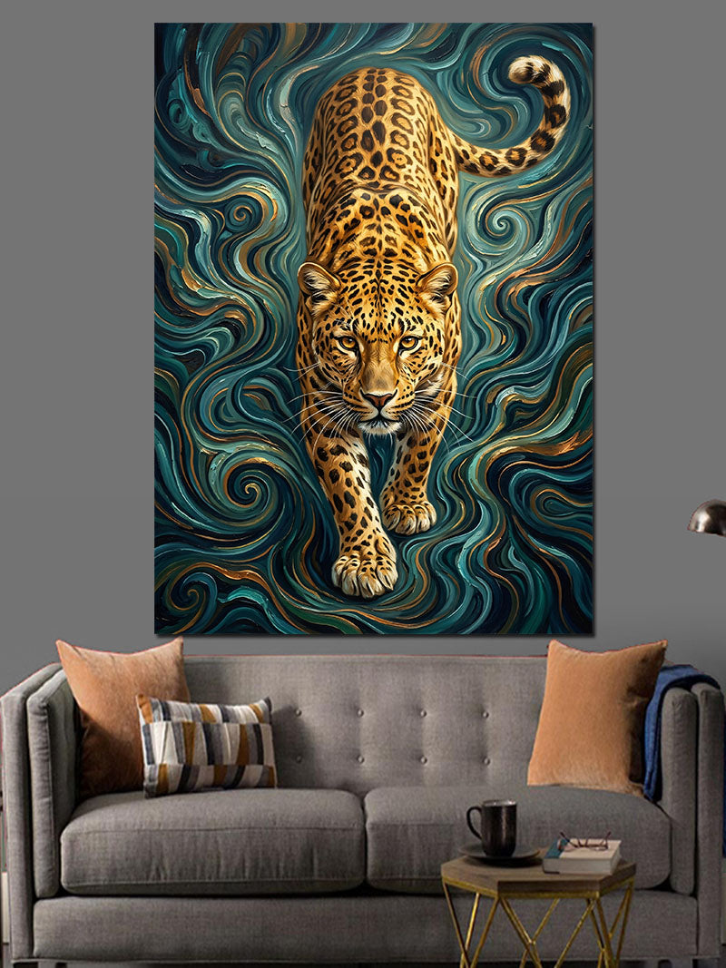 Girdap deseni ve Leopar Kanvas Tablo