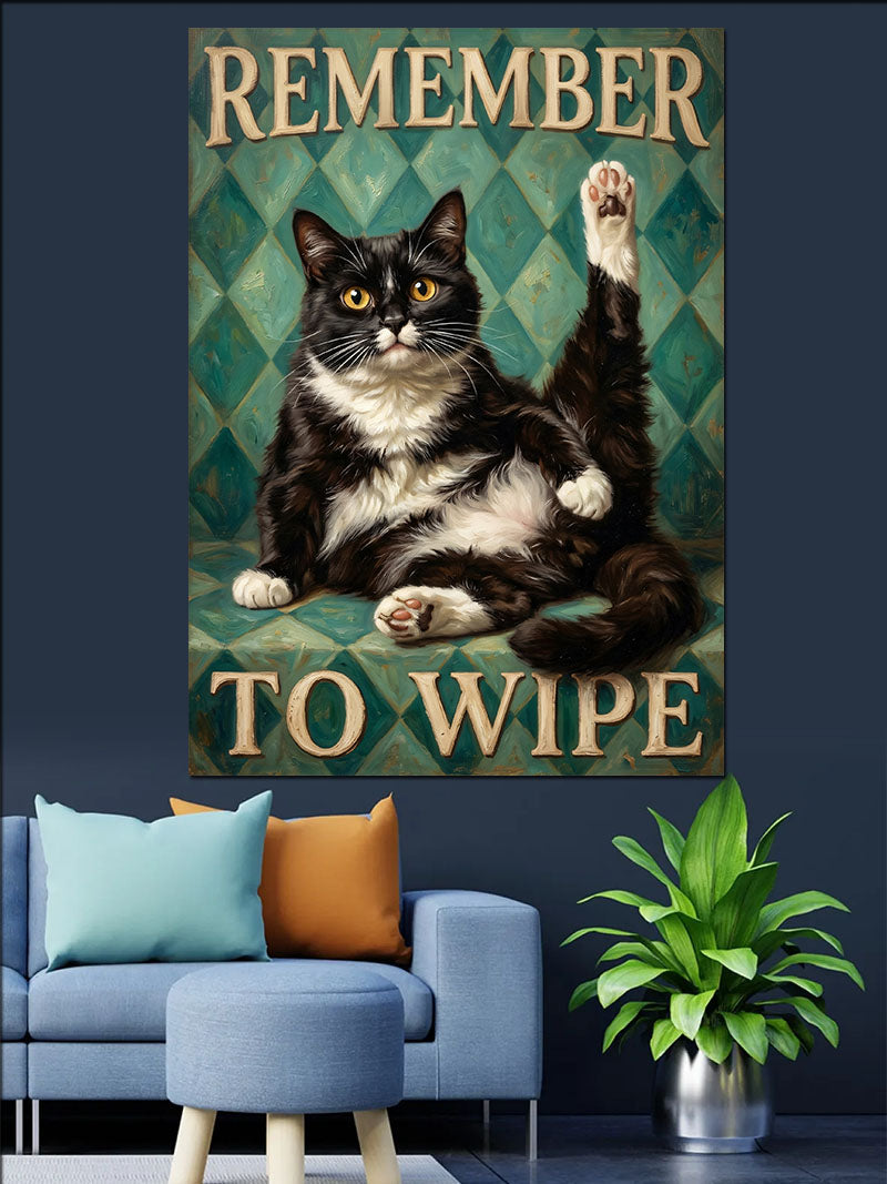 Remember To Wipe Kedi Kanvas Tablo