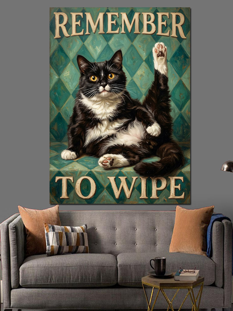 Remember To Wipe Kedi Kanvas Tablo