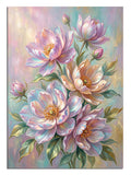 Pastel fonda pembe beyaz lotus çiçekleri buketi tablosu.