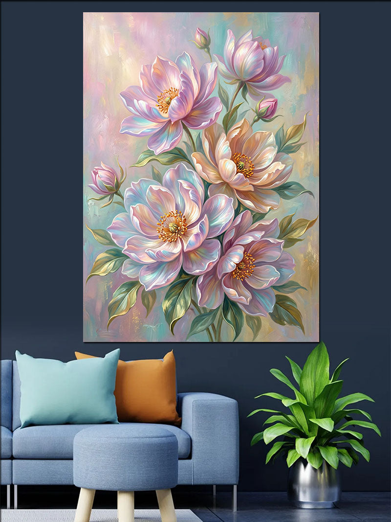 Pastel Lotus Çiçekleri Buketi Kanvas Tablo