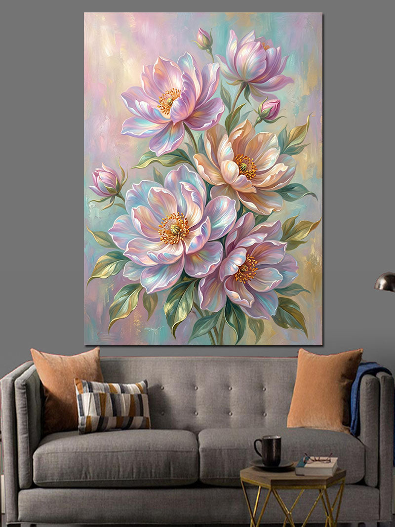 Pastel Lotus Çiçekleri Buketi Kanvas Tablo