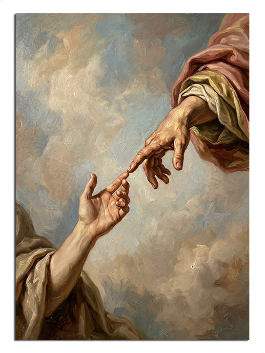 Michelangelo Adem'in Yaratılışı eller detayı tablosu.