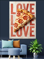 Love Yazılı Pizza Dilimi Kanvas Tablo