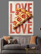 Love Yazılı Pizza Dilimi Kanvas Tablo
