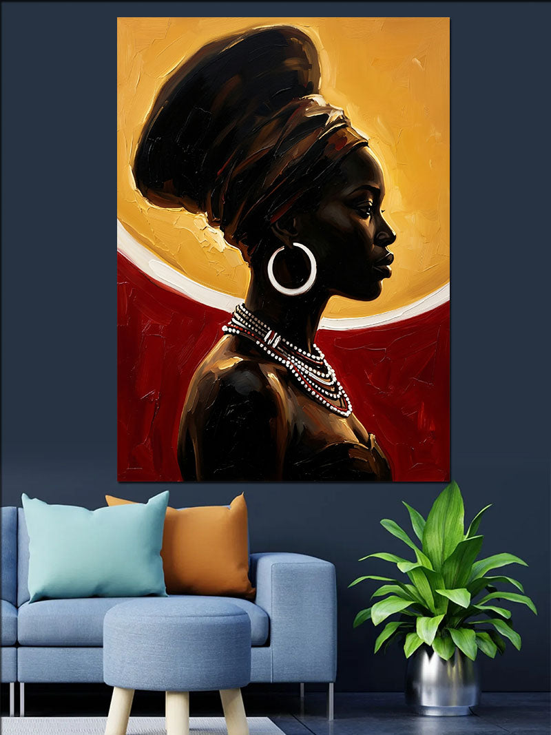 Türbanlı Afrika Kadın Portresi Kanvas Tablo