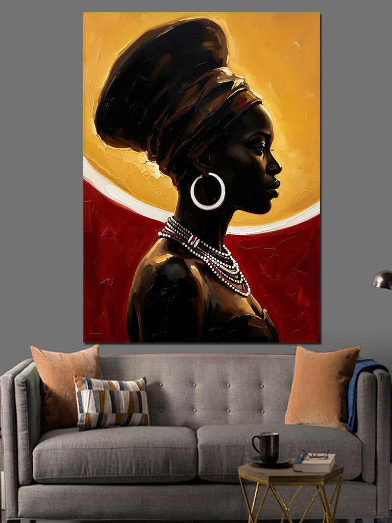Türbanlı Afrika Kadın Portresi Kanvas Tablo