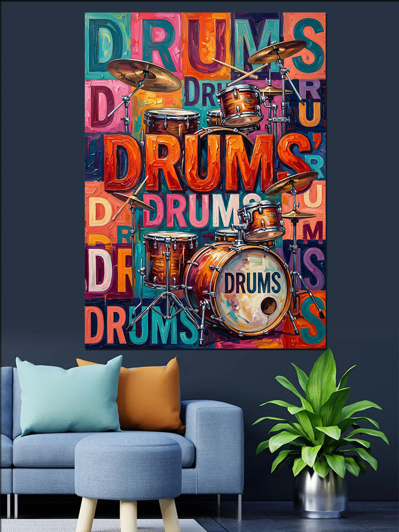 Renkli Drums Davul Poster Kanvas Tablo