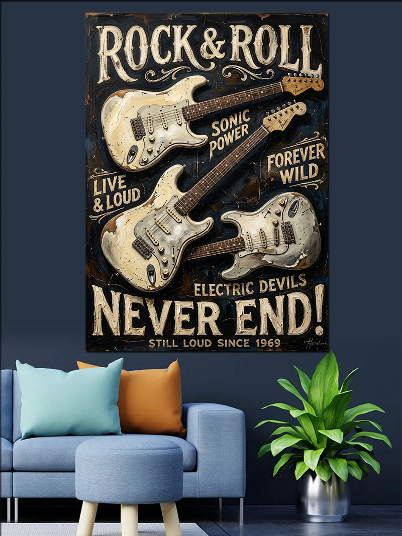 Rock And Roll Elektro Gitarlar Kanvas Tablo