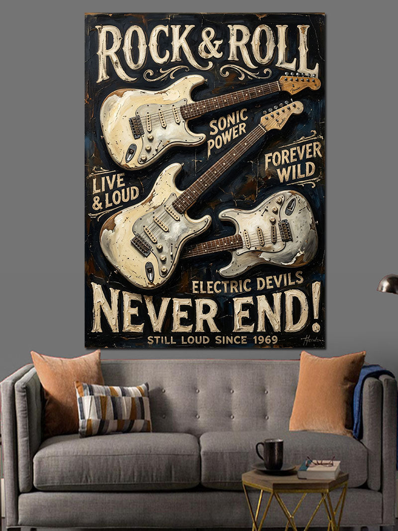 Rock And Roll Elektro Gitarlar Kanvas Tablo