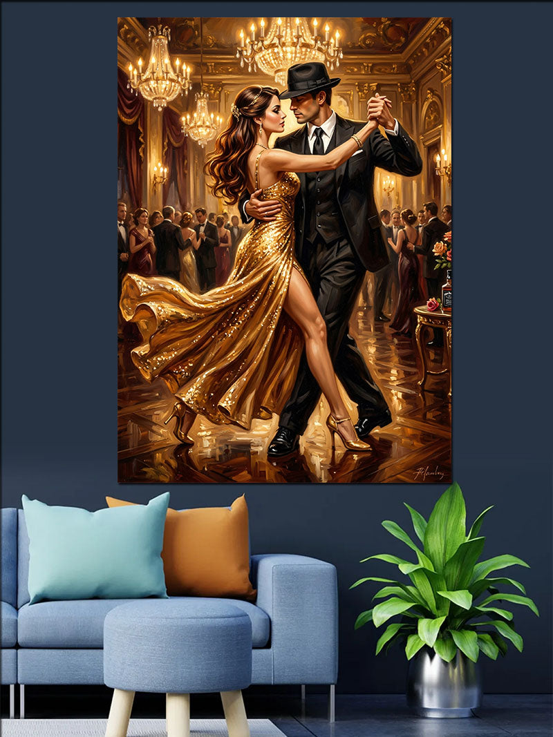 Şık elbiseli Tango Dansçıları Kanvas Tablo