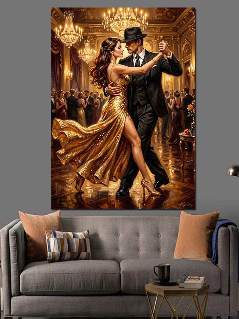 Şık elbiseli Tango Dansçıları Kanvas Tablo