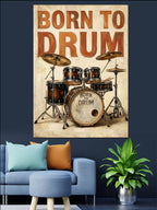 Born To Drum Bateri Seti Kanvas Tablo