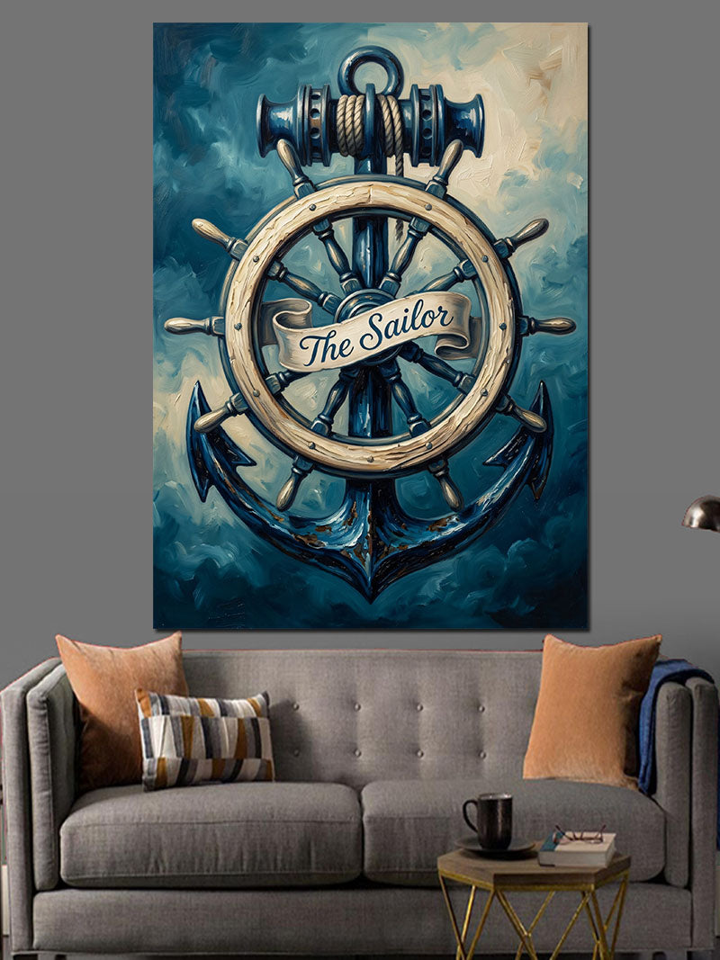 The Sailor Çapa ve Dümen Kanvas Tablo