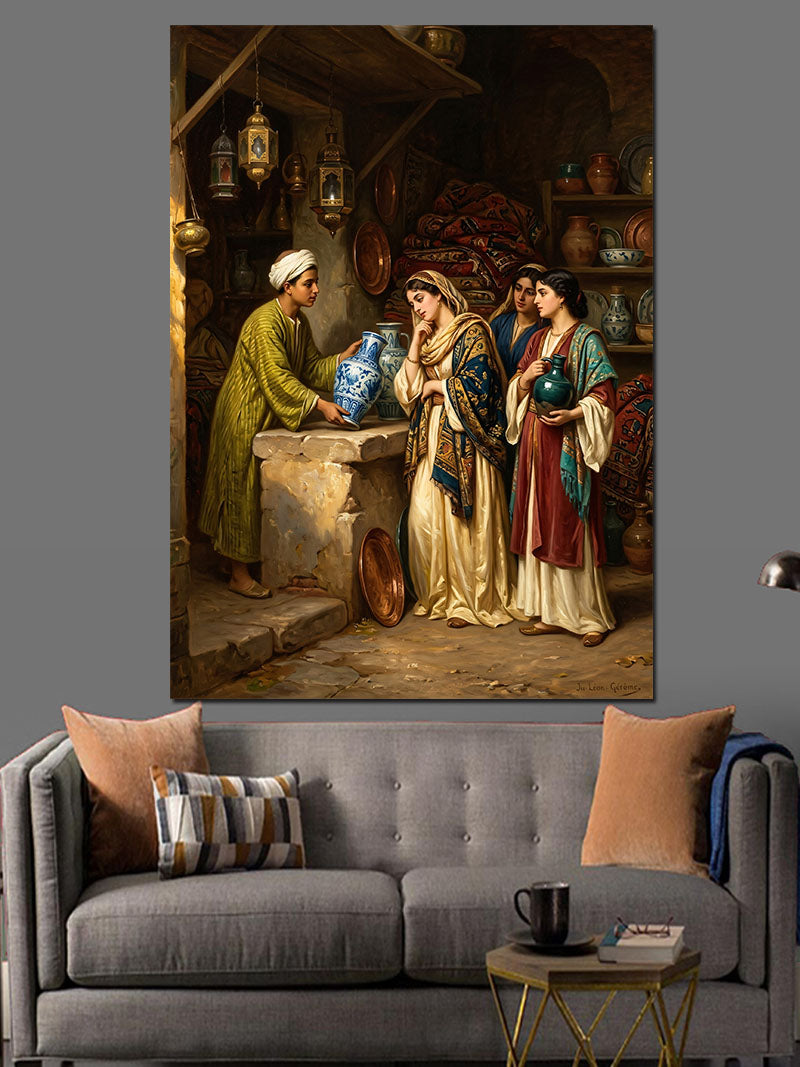 Osmanlı Çarşısında Çini Pazarı Kanvas Tablo