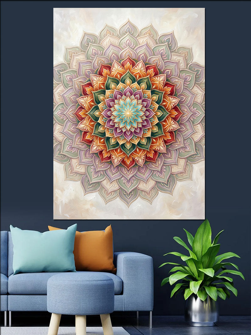 Renkli Çakra Mandala Deseni Kanvas Tablo