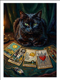 Tarot Kartları ve Kara Kedi Fal Hayvan kanvas