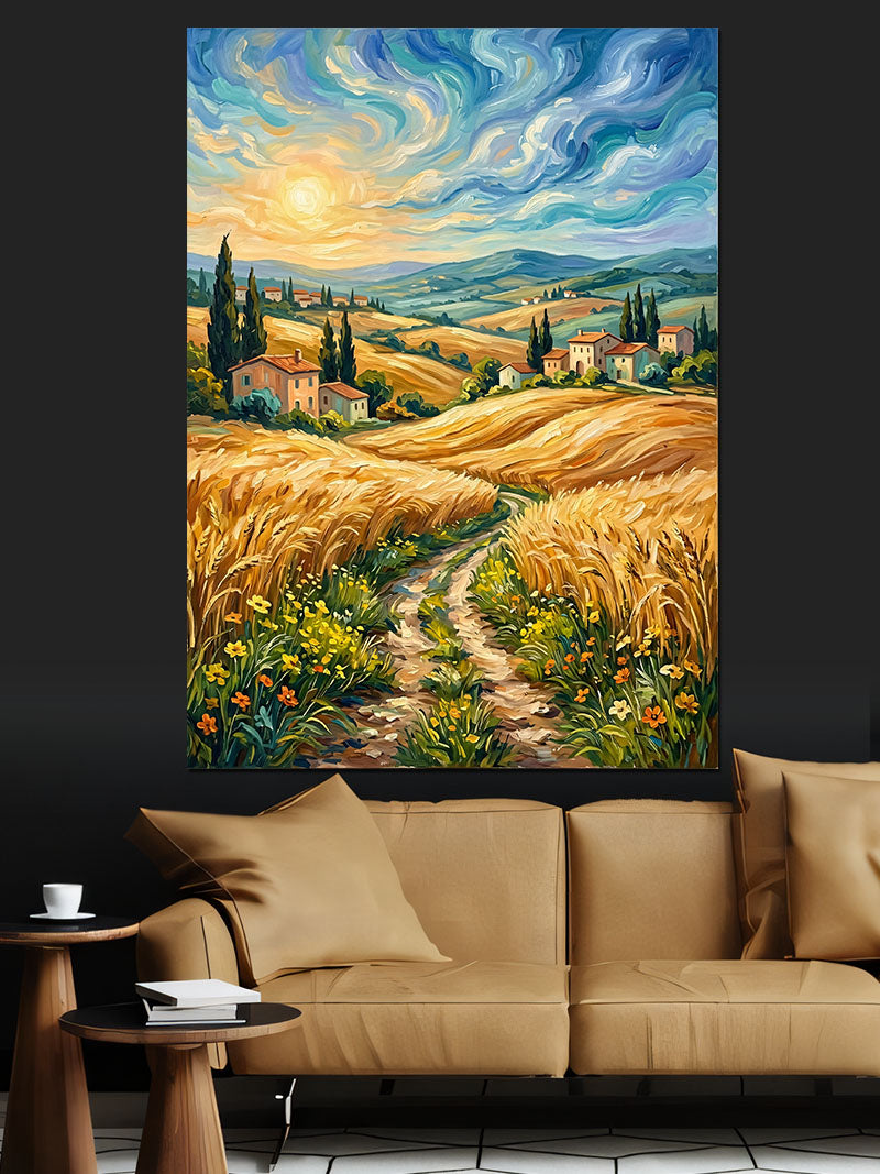 Ayçiçekli Köy Yolu Van Gogh Kanvas Tablo