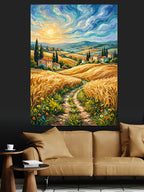 Ayçiçekli Köy Yolu Van Gogh Kanvas Tablo