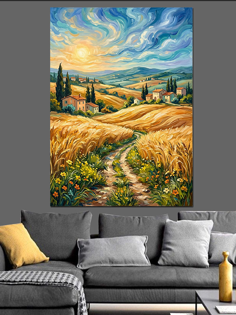 Ayçiçekli Köy Yolu Van Gogh Kanvas Tablo