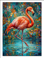 Pembe Flamingo Mozaik Sulu Zemin Hayvan kanvas