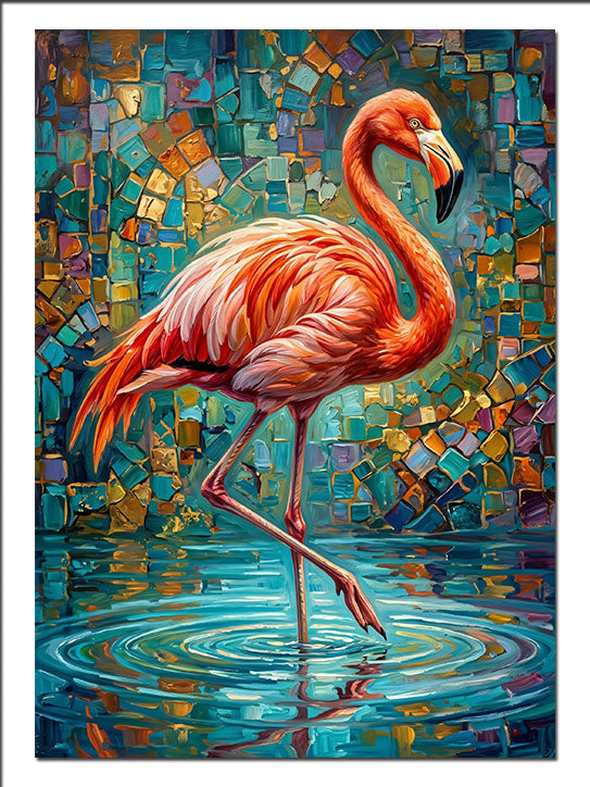 Pembe Flamingo Mozaik Sulu Zemin Hayvan kanvas
