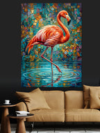 Pembe Flamingo Mozaik Sulu Zemin Kanvas Tablo