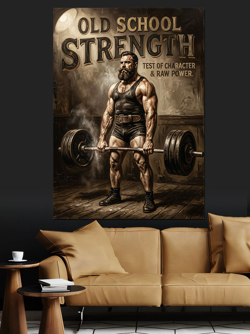 Old School Strength Halterci Adam Kanvas Tablo