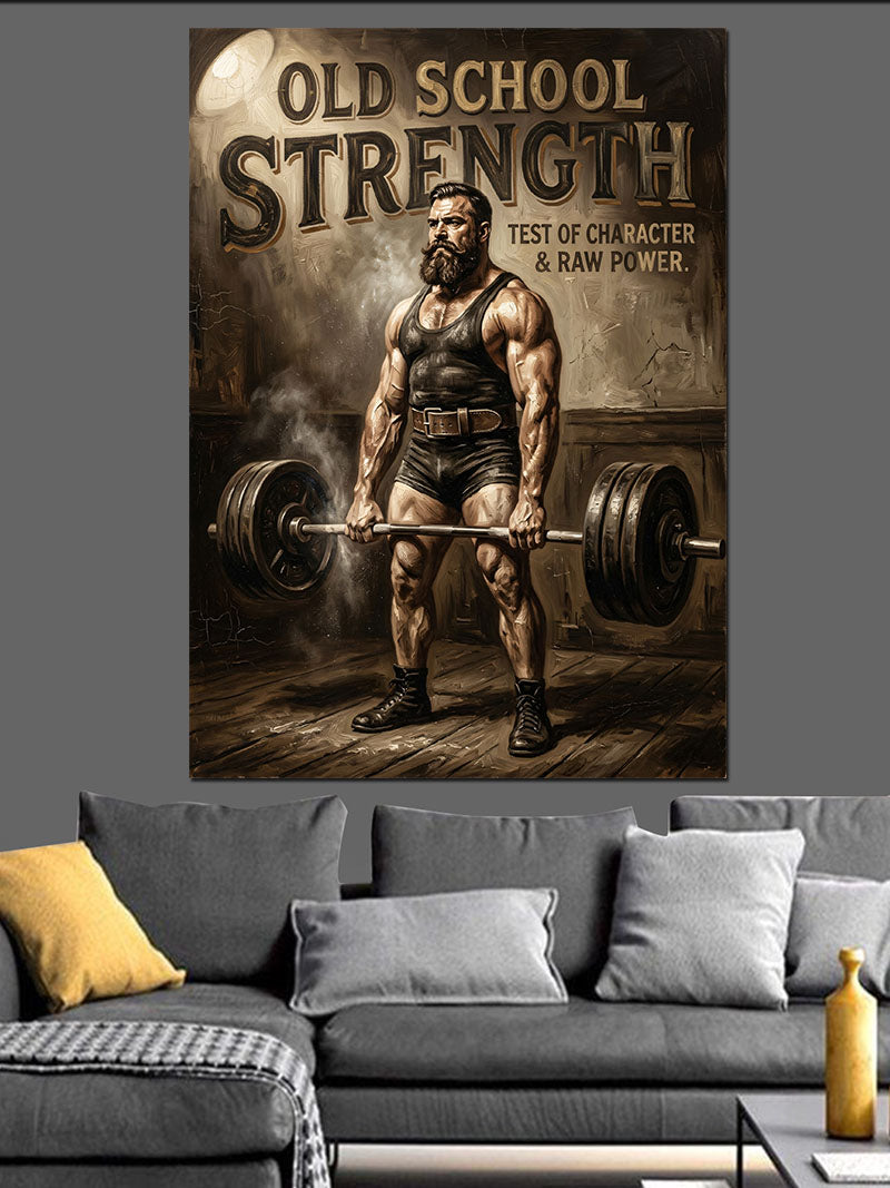 Old School Strength Halterci Adam Kanvas Tablo