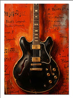 Blues Gitar Nota Kağıdı Turuncu Müzik kanvas