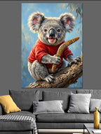 Kırmızı Kazaklı Koala ve Bumerang Kanvas Tablo