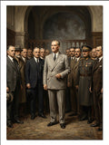 Atatürk ve Askerler Tarihi Toplantı Atatürk kanvas tablo
