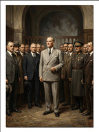 Atatürk ve Askerler Tarihi Toplantı Atatürk kanvas tablo