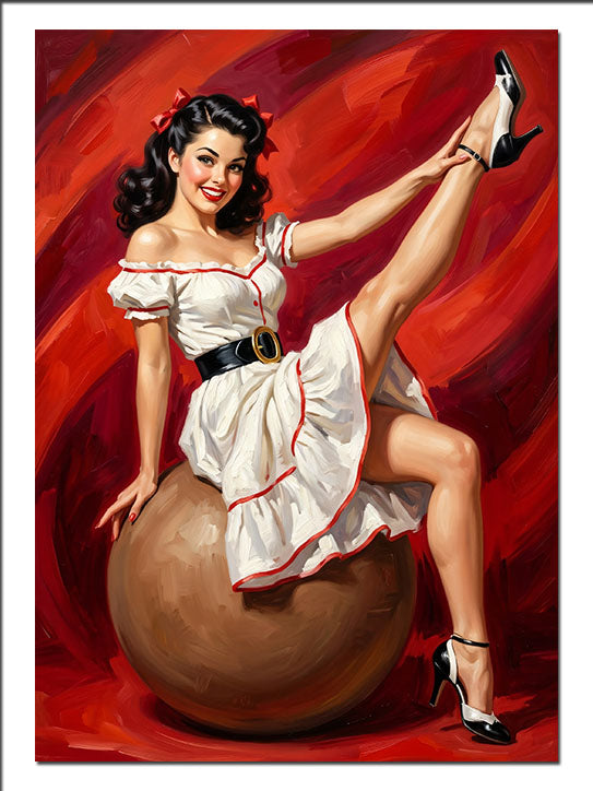 Pin Up Top Üzerinde Bacak Kaldıran Retro kanvas tablo