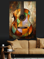 Patchwork Gitar Nota Kağıdı Tablo Kanvas Tablo