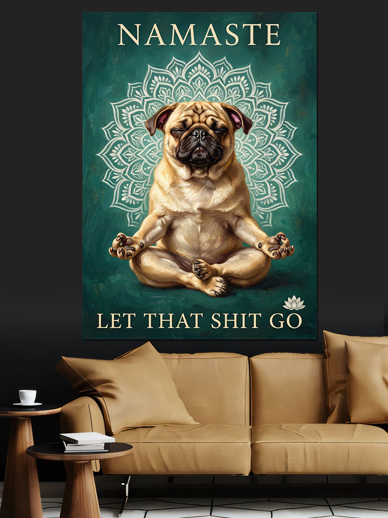 Pug Köpek Yoga Namaste Mandala Kanvas Tablo