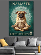 Pug Köpek Yoga Namaste Mandala Kanvas Tablo