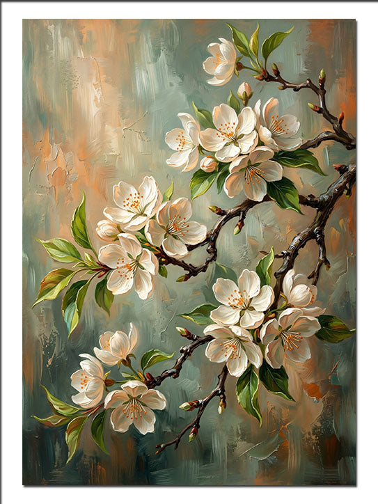 Beyaz Çiçek Dalı Pastel Tablo Çiçek kanvas tablo