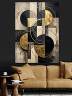 Siyah Gold Geometrik Daire Tablo Kanvas Tablo