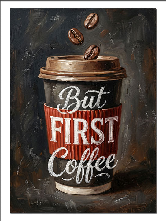 But First Coffee Kahve Bardağı Poster Yiyecek - İçecek kanvas tablo