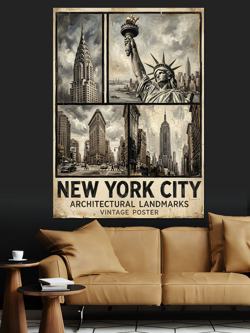 New York City Siyah Beyaz Poster Kanvas Tablo