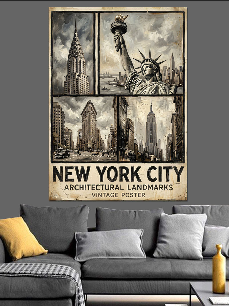 New York City Siyah Beyaz Poster Kanvas Tablo