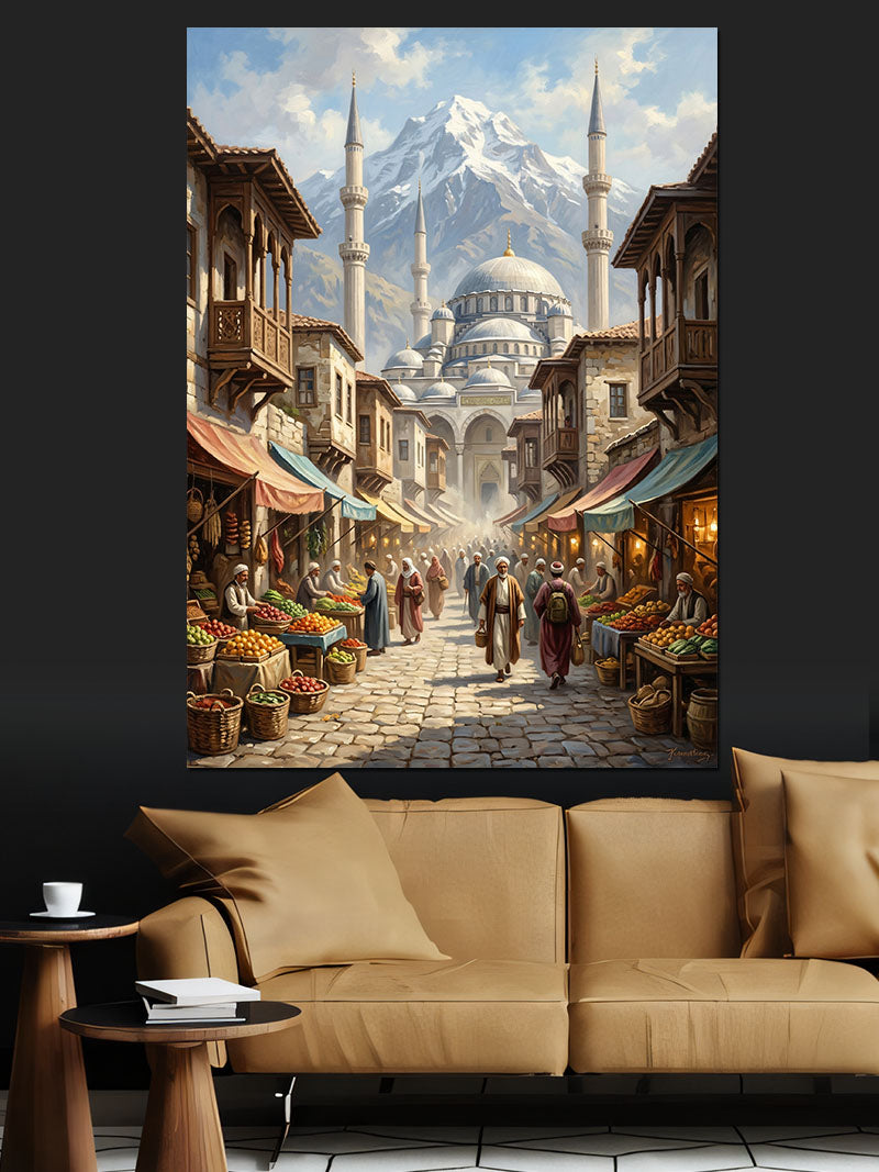 Sultanahmet Camii ve Tarihi Çarşı Manzara Kanvas Tablo