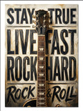 Stay True Live Fast Rock Afişi Müzik kanvas tablo