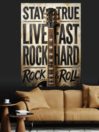 Stay True Live Fast Rock Afişi Kanvas Tablo