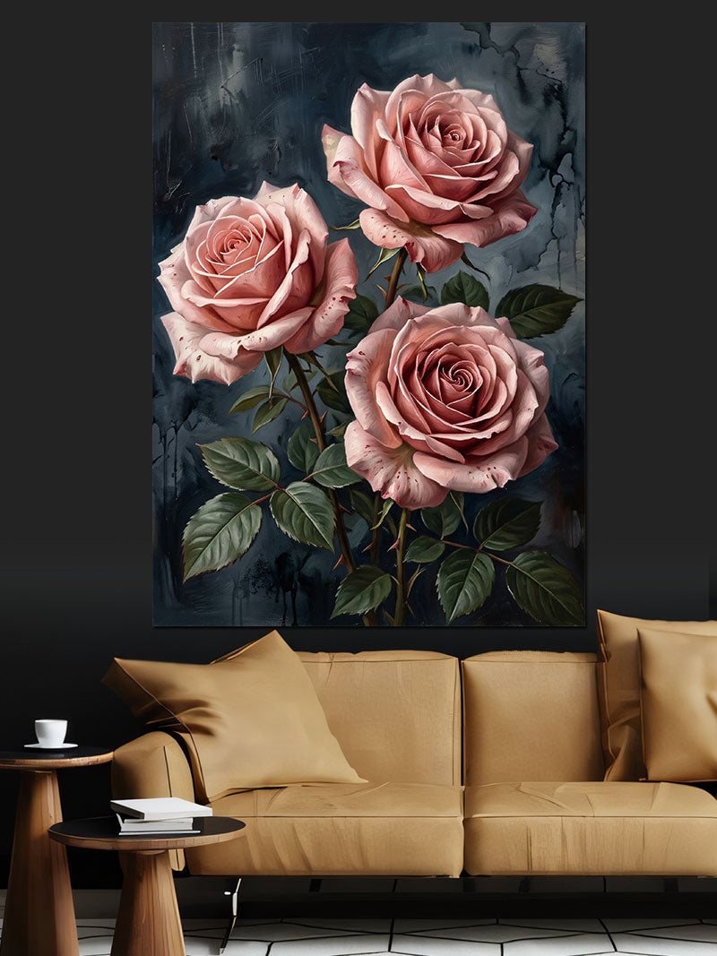 Pembe Güller Buketi Romantik Tablo Kanvas Tablo