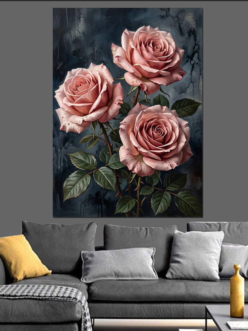 Pembe Güller Buketi Romantik Tablo Kanvas Tablo